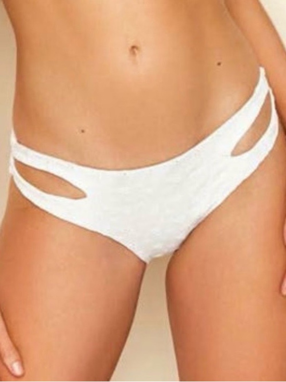 Boohoo White Cutout Bikini Bottom Size 8 NEW Never Worn